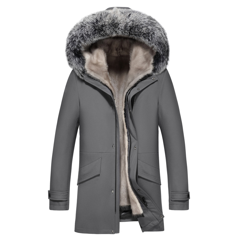 高端中青年男士貂皮水貂皮克服整貂银兰貂内胆皮草大衣冬保暖