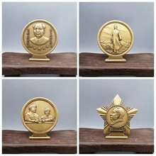 毛主席像章五角军星为人民服务五好战士文革红色收藏纪念徽章摆件
