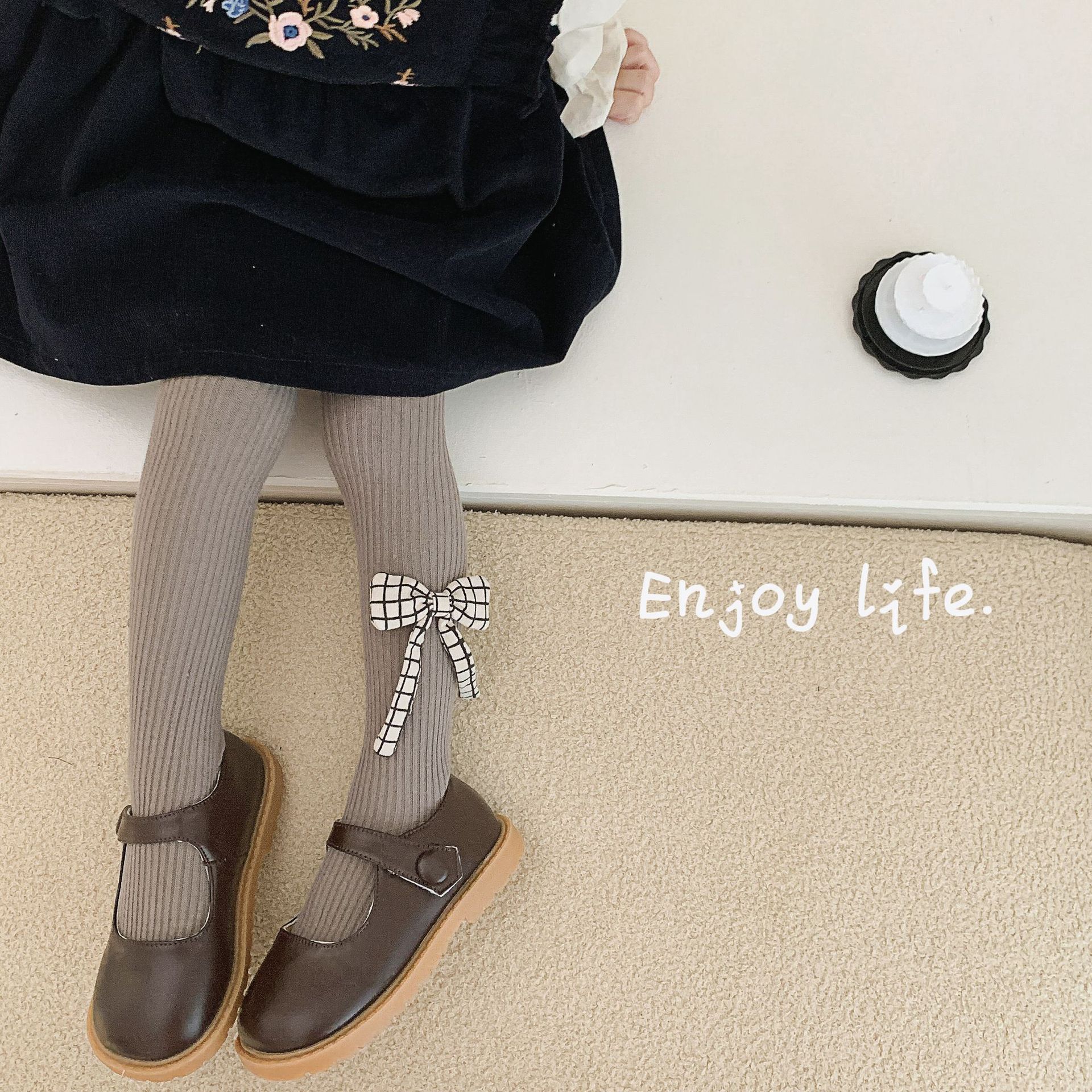 Girls' Leggings Spring and Autumn Thin Korean Style Bowknot Baby Solid Color Children's Pantyhose Wholesale Stockings