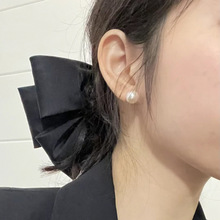 3D硬金珍珠耳钉女高级感防过敏针耳饰小众2024新款耳环气质名媛