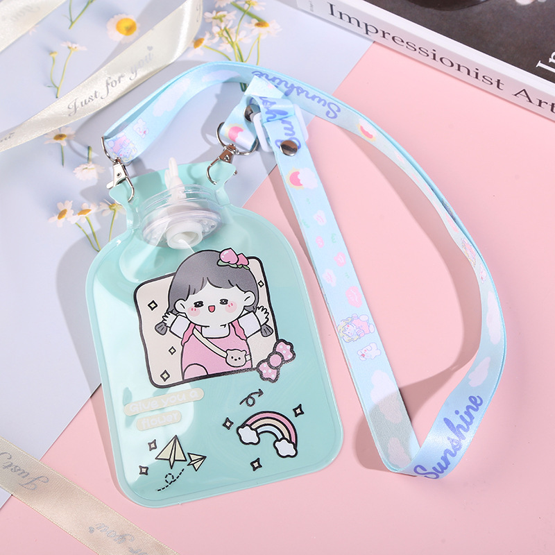 Korean Style New Style Warm Waist Portable Hand Warmer Lanyard Water Filling Hot Water Bag Cartoon Pattern Water Injection Transparent PVC Hand Warmer