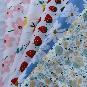 平纹桃皮绒涤纶布料数码印花梭织宠物服饰沙滩裤面料夏威夷箱包布