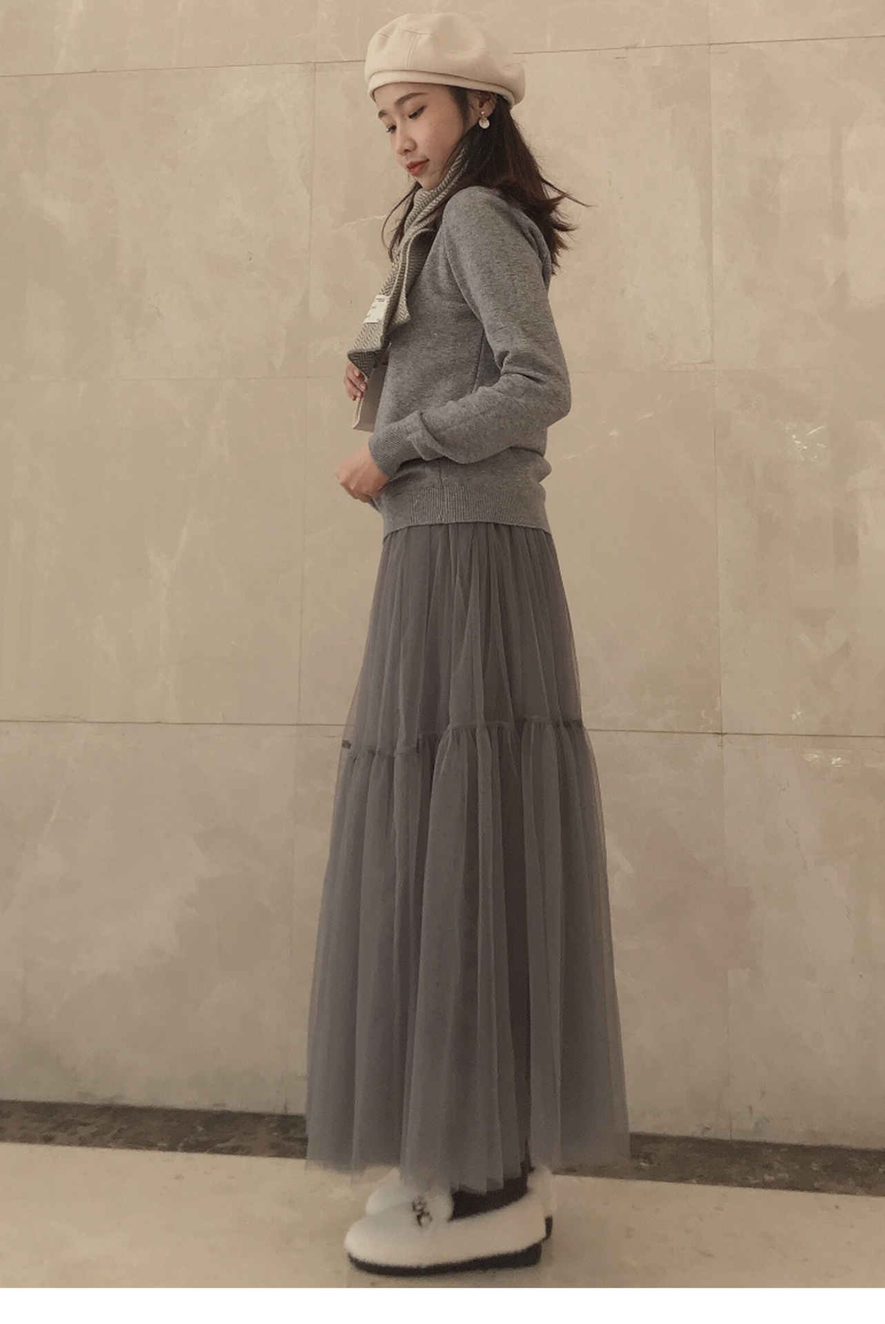 拾蔻秋冬纱裙女半身大摆蓬蓬长裙高腰中长款蛋糕网纱仙女裙a字裙