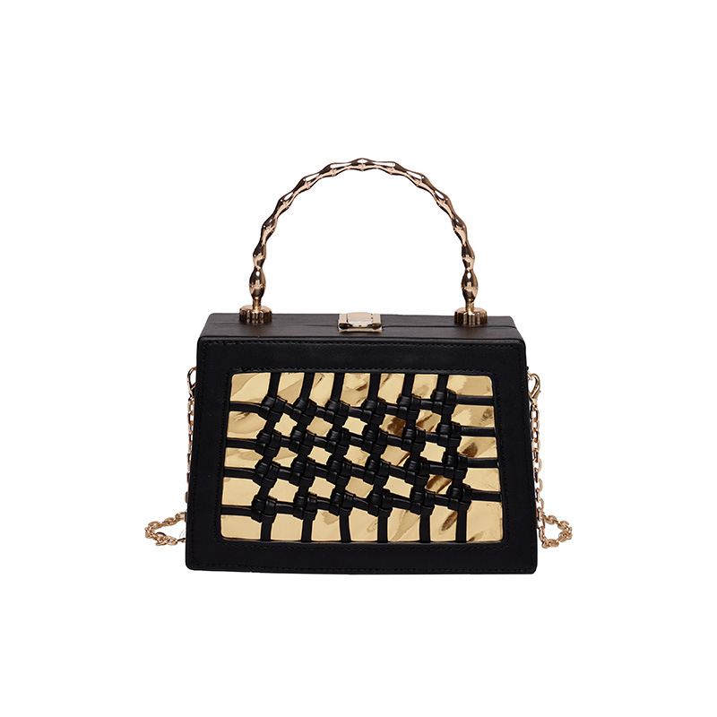 Woven Bag Women's 2023 Korean Style Fashion Hollowed-out Personality Small Square Bag Ins Western Style Woven Crossbody Box Bag