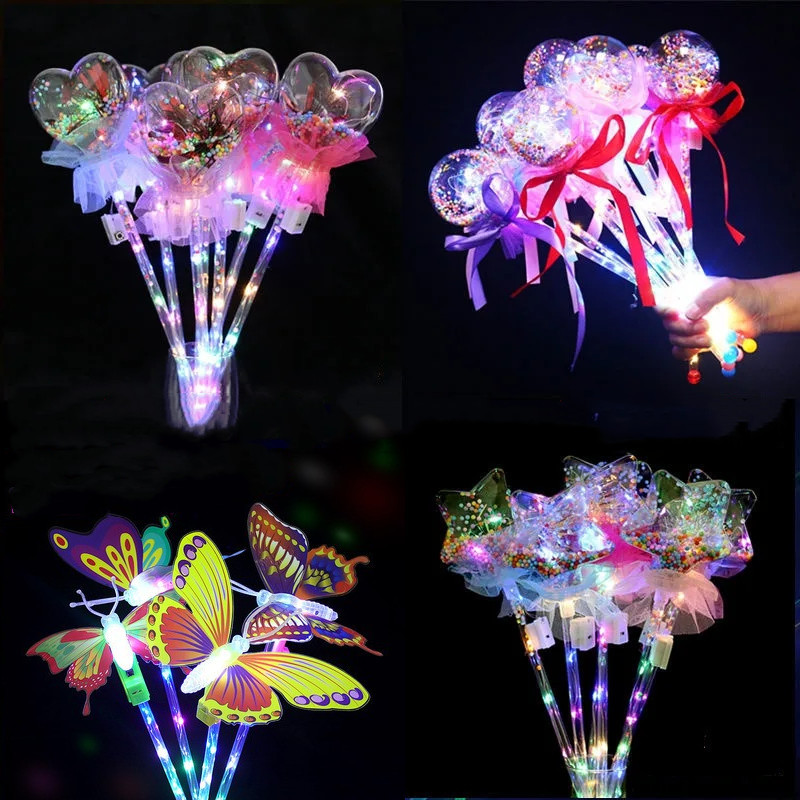 New Flash Magic Wand Glow Stick Children's Luminous Toys Stall Bounce Ball Star Sky Ball Cartoon Magic Wand