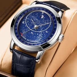 机械手表男款正品 瑞士皮带星空时尚全自动品牌男士手表一件代发