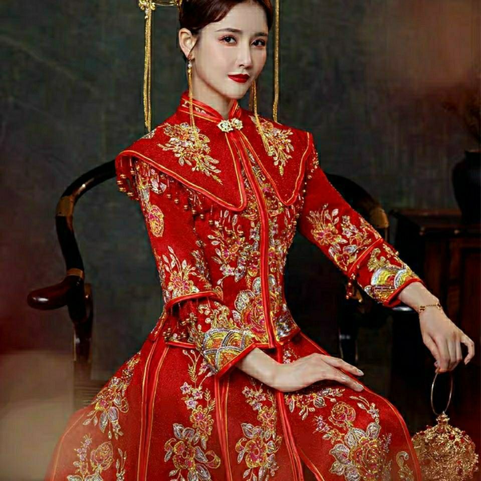 秀禾服2021新款中式古装婚纱敬酒服结婚嫁衣秀禾小个子出阁服情侣