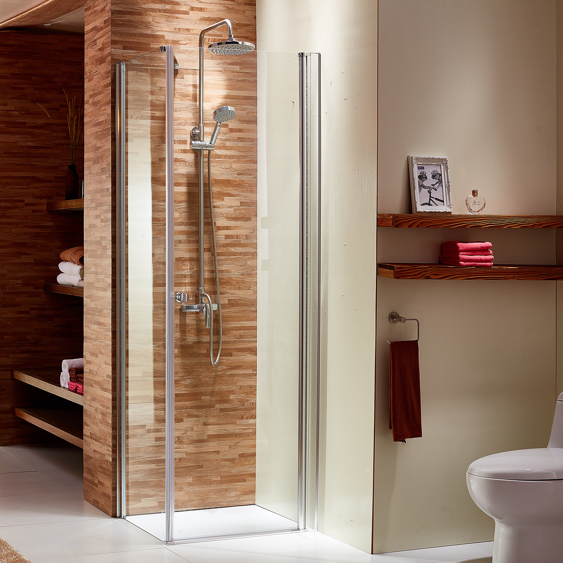 工厂直供方形铝合金转轴平开转动卫生间简易淋浴房