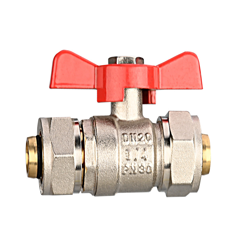 Copper Explosion-Proof 1216 1620 Aluminum Plastic Pipe Ball Valve Butterfly Handle Brass Electroplating Ball Valve Solar Aluminum Plastic Pipe Ball Valve