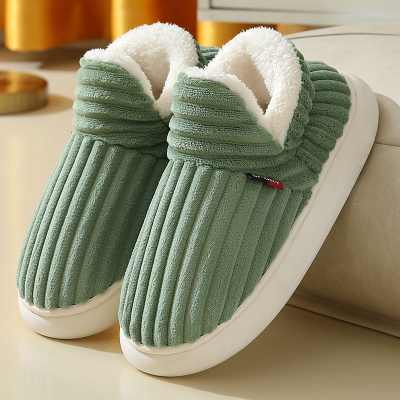 Full Heel Wrap Cotton Shoes Winter Fleece-lined Shit Feeling Thick Bottom Confinement Shoes Women's Indoor Home Warm Sleeve Cotton Shoes Wholesale