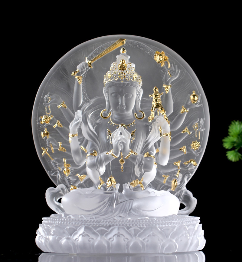 琉璃准提佛母像摆件居家客厅佛堂桌面摆放家用供奉佛像佛具用品