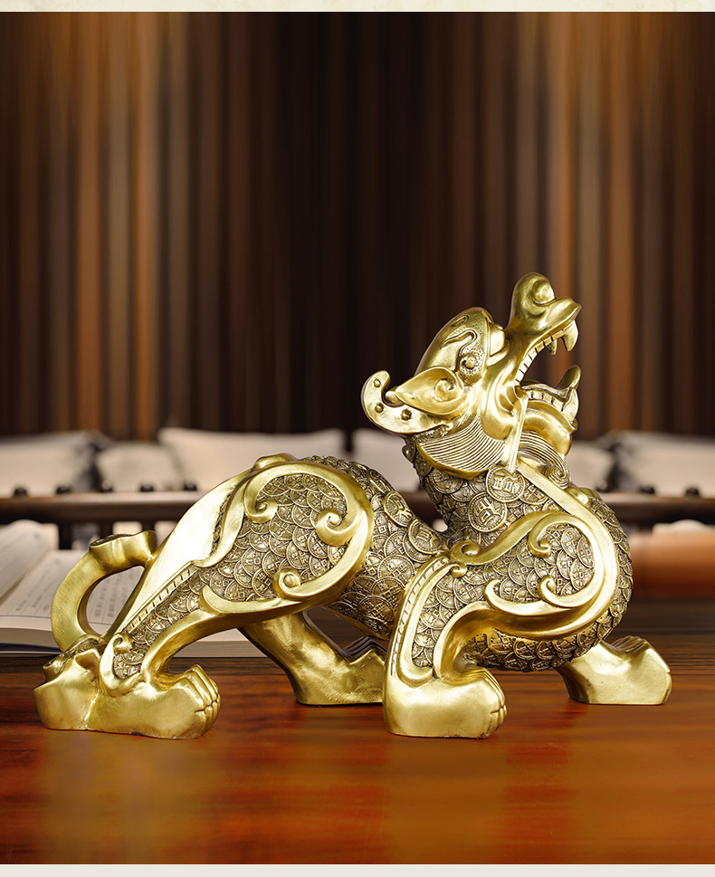 一件起批黄铜金钱如意貔貅摆件 黄铜招财貔貅家居摆设一对礼品