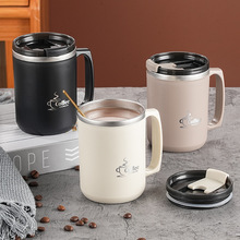 不锈钢马克杯双层杯子家用茶杯办公带盖咖啡杯304水杯礼品