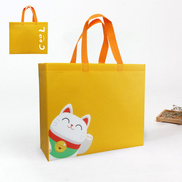 招财猫童装覆膜无纺布袋服装店手提袋袋子印刷大号购物袋礼品袋