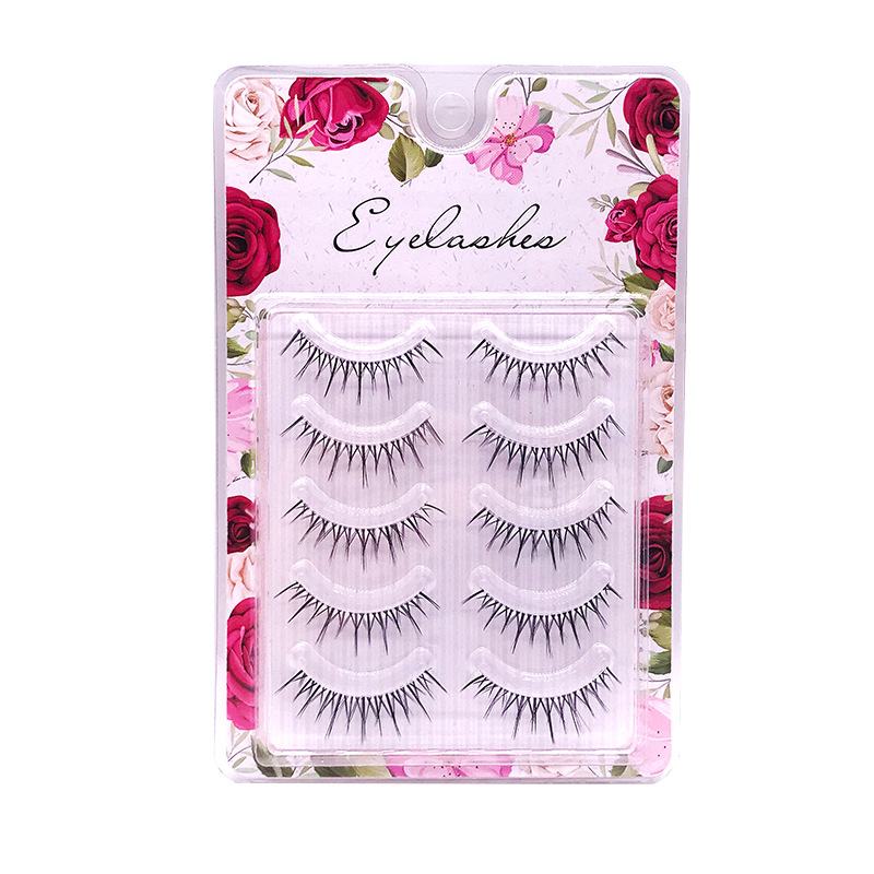 Hot Push Sheer Root Air Sharpening Five Pairs of Chemical Fiber False Eyelashes Cos Barbie Cartoon Eye Light European and American Spot