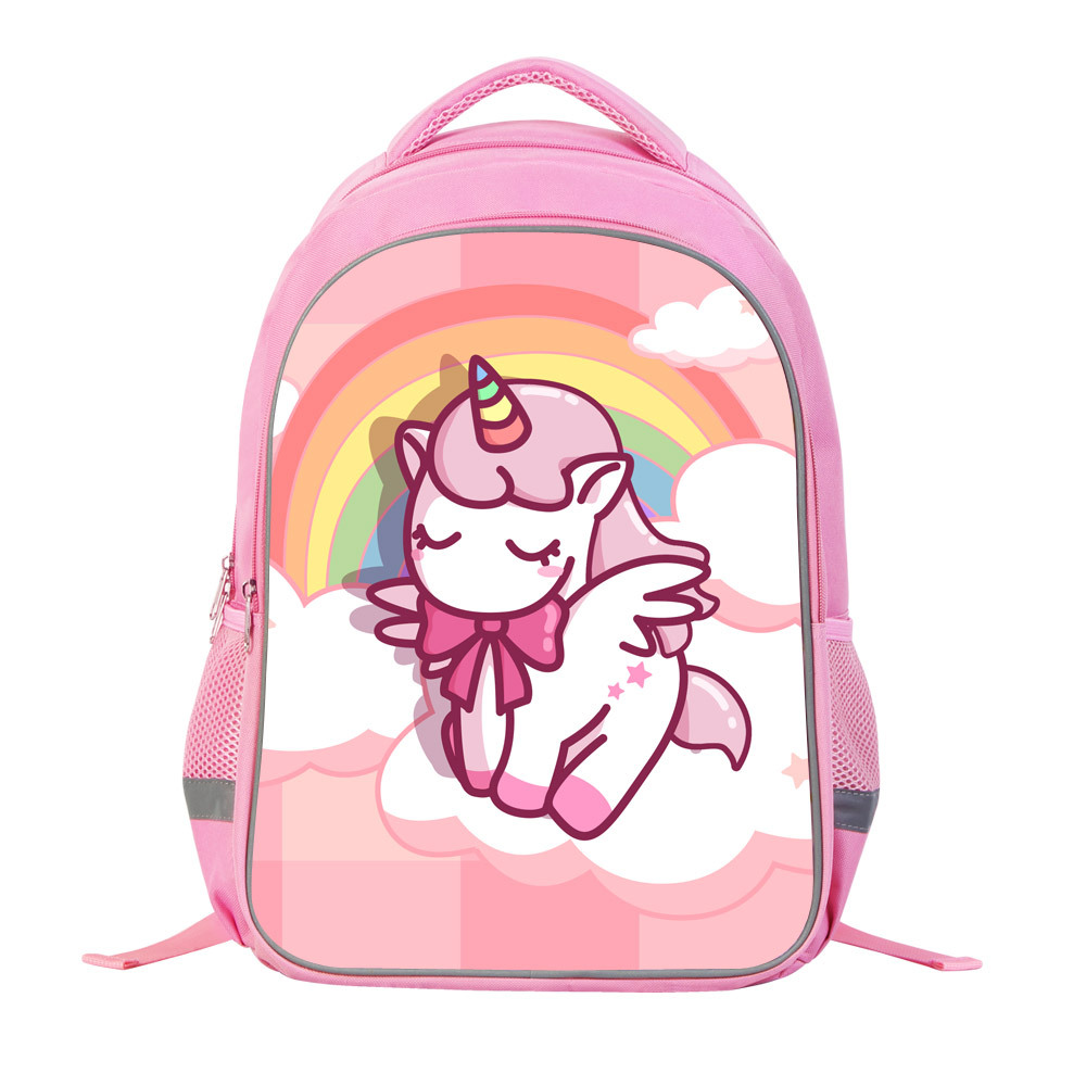 彩虹小马驹独角兽儿童书包 17寸双层书包夜间反光学生背包来图