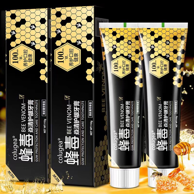 蜂毒牙膏清洁黄牙口臭烟渍清新口气蜂胶活性肽炫白护龈家庭装牙膏
