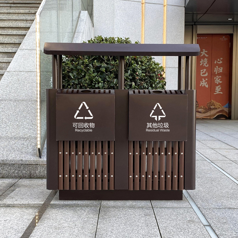 加工定制中式户外仿古垃圾桶景观园区分类垃圾桶果皮箱钢制标识