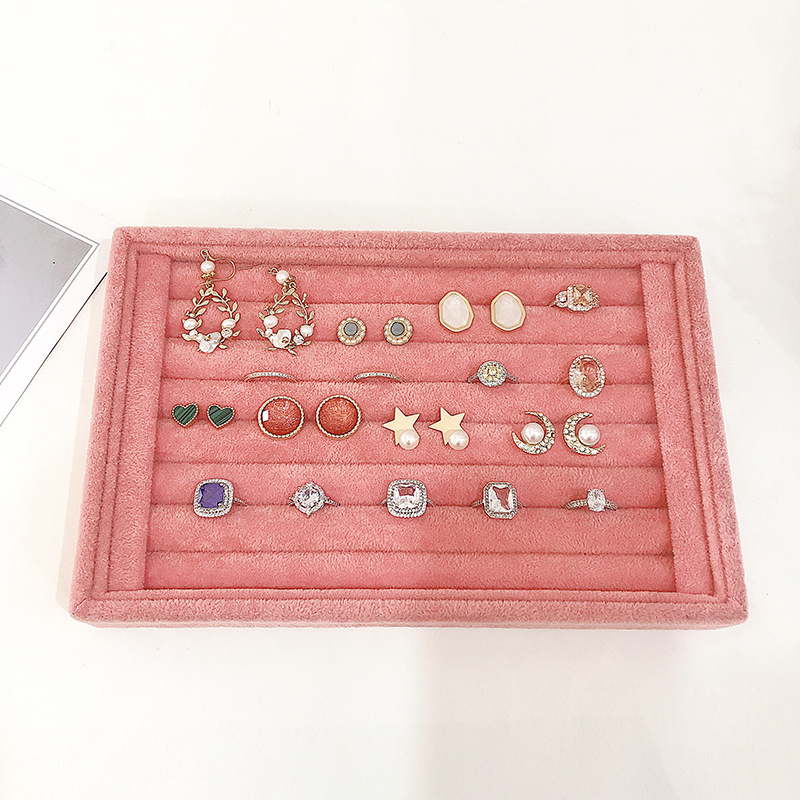 uncovered jewelry tray small ice flower suede ring tray ear studs storage tray earrings display plate ornament exhibition yiling