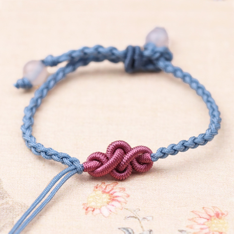 精编手链绳绑转运珠手牌平安扣饰品绳如意结四股辫半成品手链批发