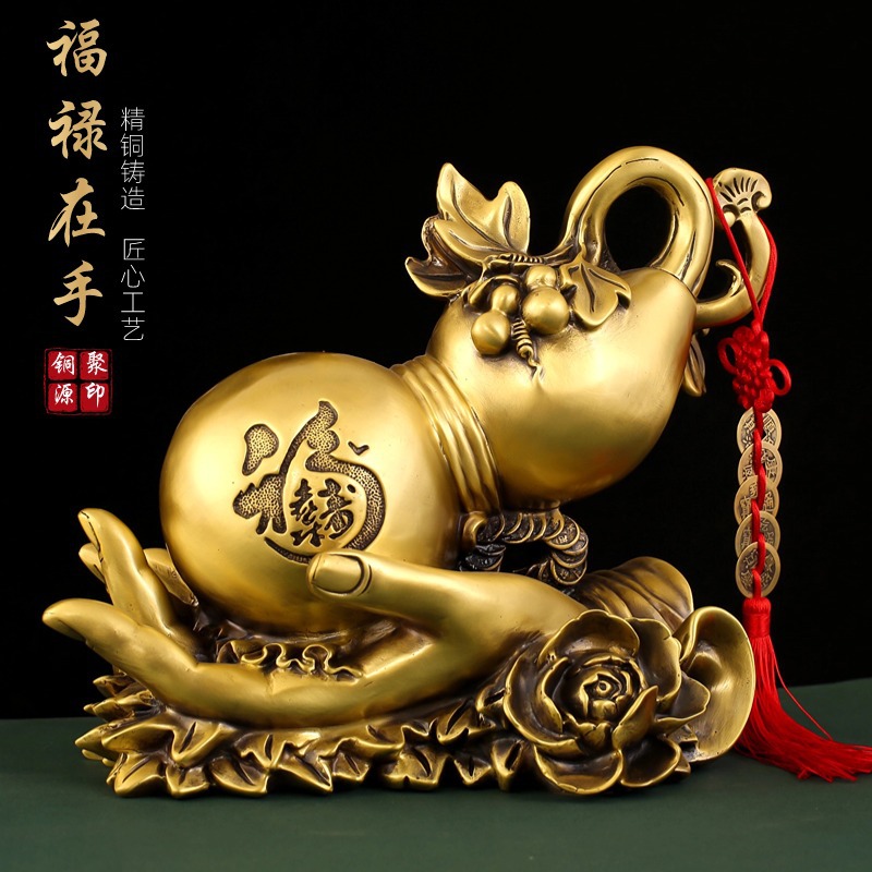 纯铜铜葫芦摆件 铜佛手 福禄在手 招财镇宅风水家居礼品摆设-阿里巴巴