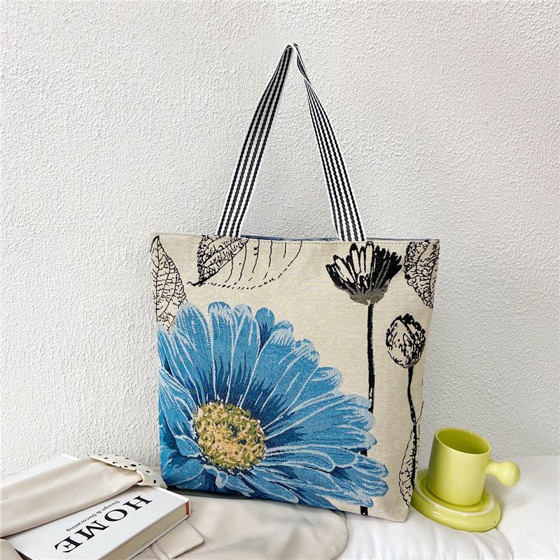 Wholesale Tote Bag 2023 New Fashionable Ethnic Style Bag Shopping Bag Cartoon Embroidered Large Capacity Women's Shoulder Bag