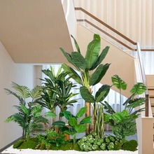 仿真绿植组合造景楼梯下商场热带假植物景观假树室内盆栽装饰摆件