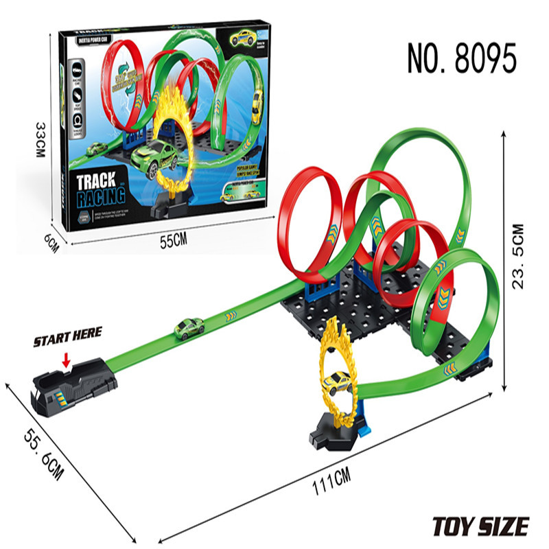 跨境儿童轨道车组合套装多环回旋赛道反重力过山车合金回力车玩具