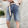 2021 Summer style Five point pants blue Elastic force cowboy Pants Europe and America Trend cowboy shorts Young men 2021 Summer style Five point pants blue Elastic force cowboy Pants Europe and America Trend cowboy shorts Young men