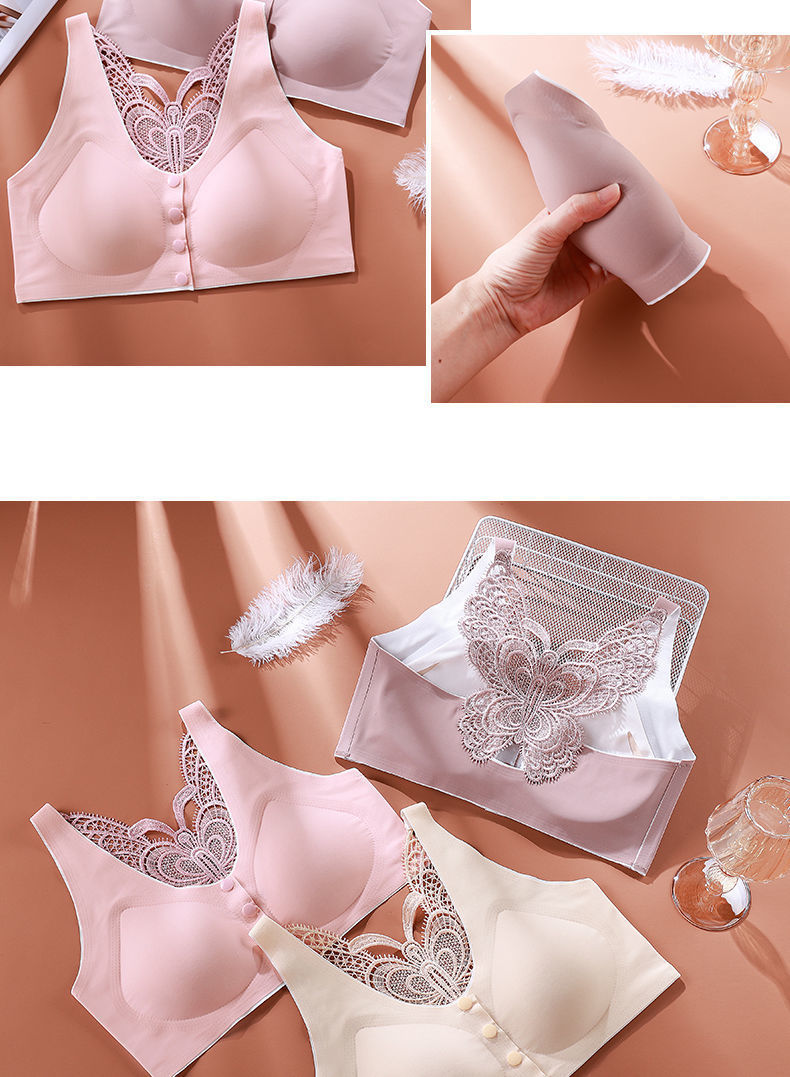 哺乳期蝴蝶美背女士内衣前开扣聚拢防下垂美感舒适不走光孕妇文胸