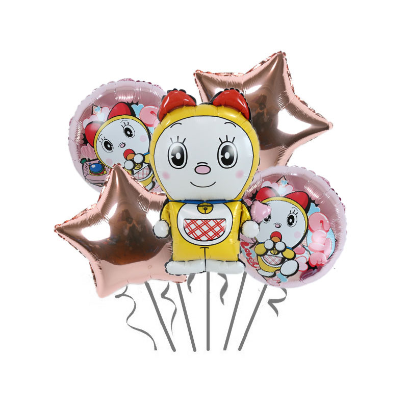 New Pokonyan Children's Cartoon Aluminum Balloon Birthday Party Background Decoration Dorami Banquet Layout Supplies