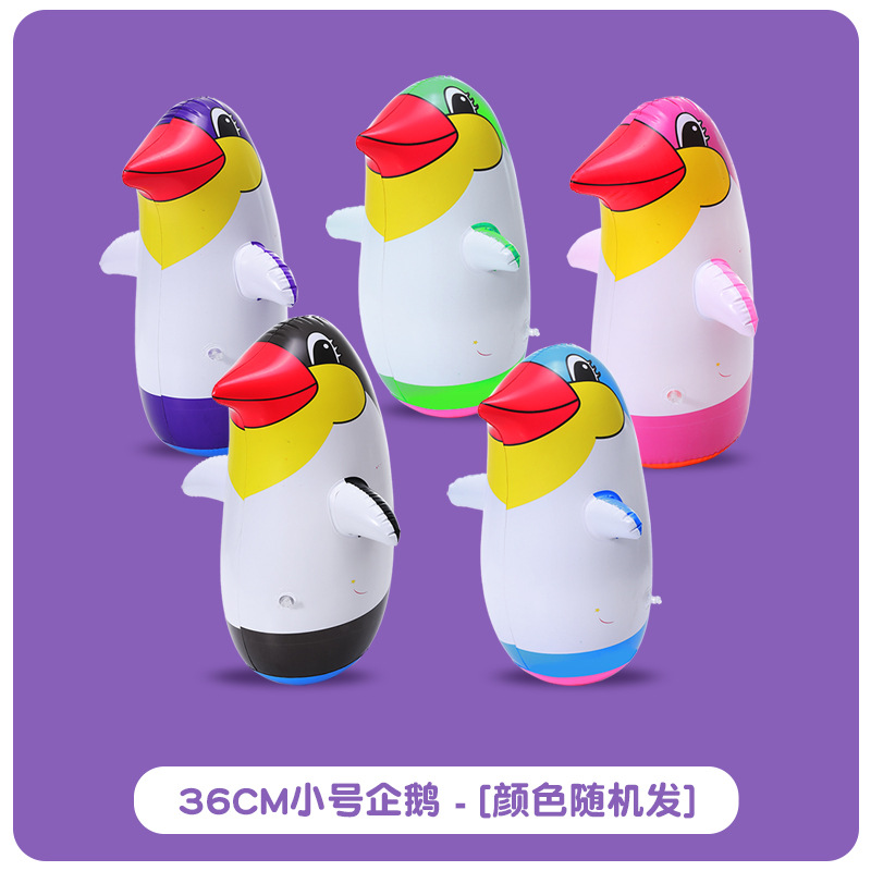 New Products in Stock Small Size Thickened PVC Inflatable Penguins Inflatable Tumbler Animal Cartoon Boxing Toys Wholesale