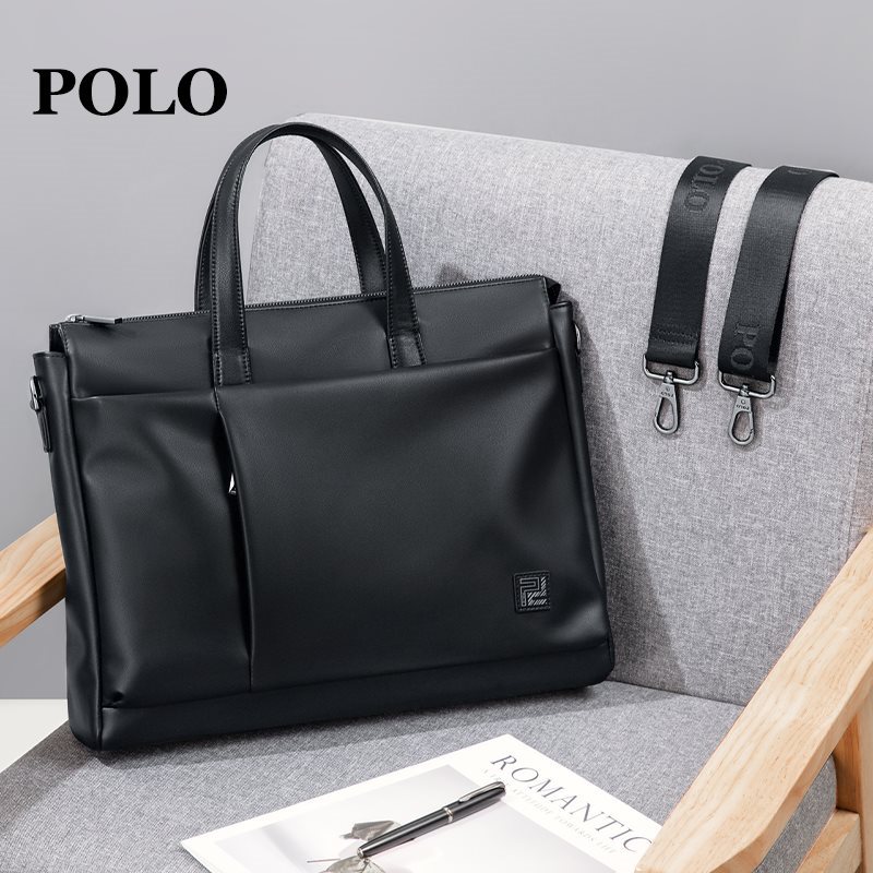 polo公文包男款商务单肩斜挎包大容量电脑通勤包男士手提包公务包