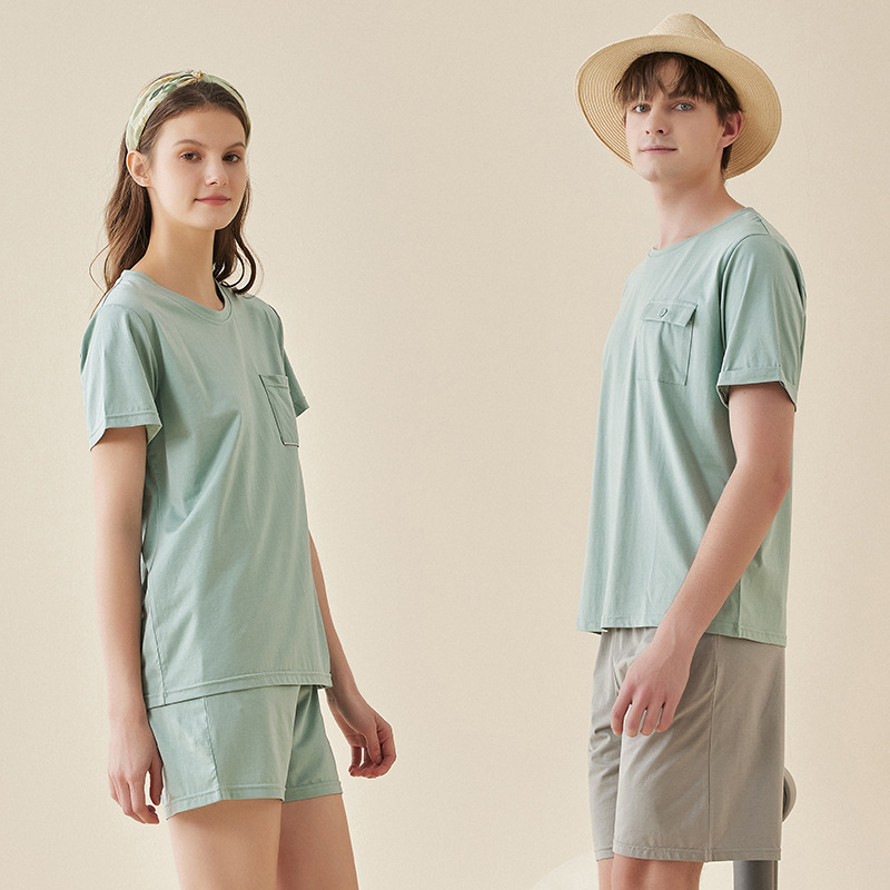 Breathable Short-Sleeved Shorts Pullover Couple Home Clothes Cool Sense Lanjing Modal Cotton Men's Pajamas Women's Summer Wholesale