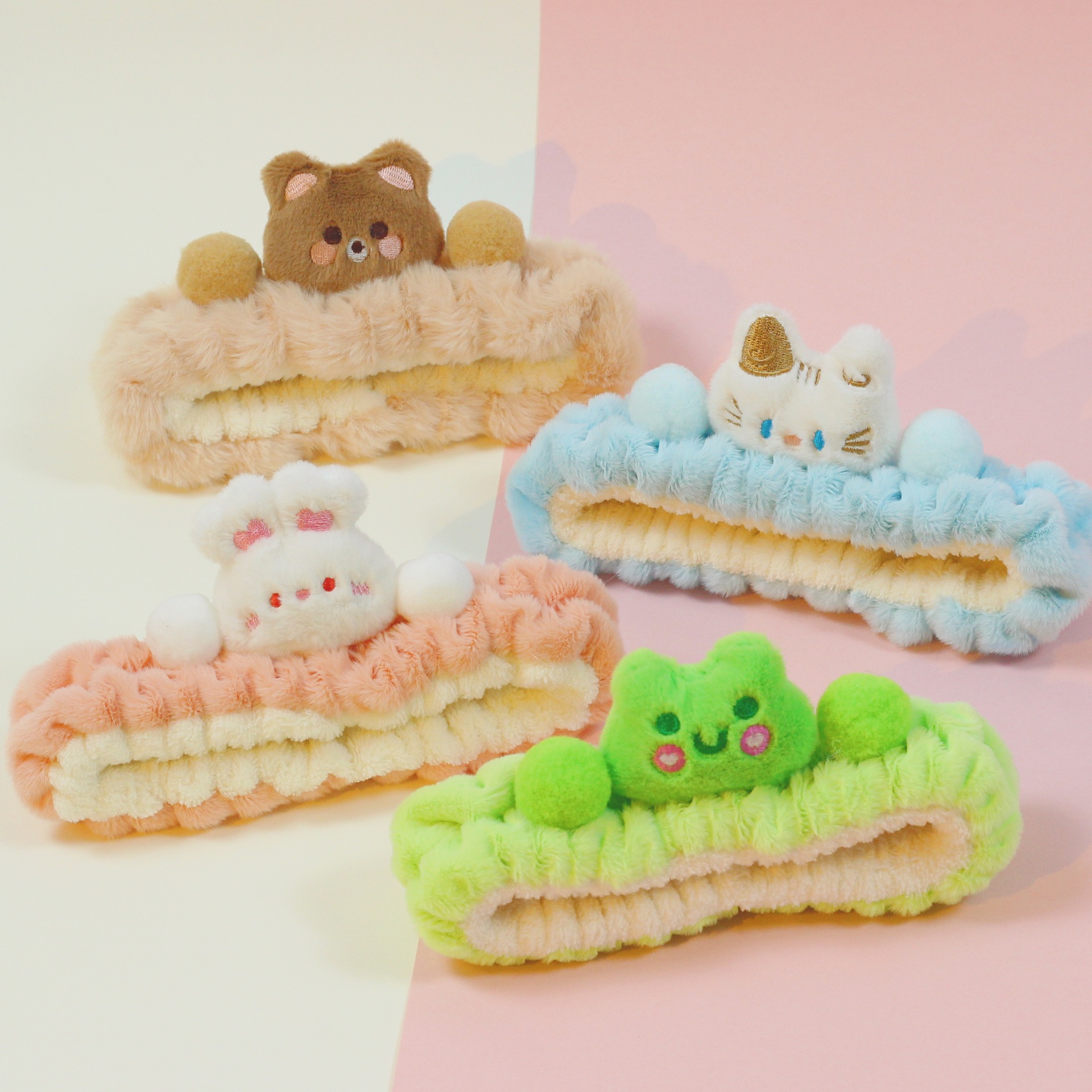 网红新款小动物带毛球发带毛绒发带可爱少女洗脸化妆束发神器批发