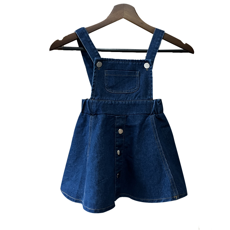 Cross-Border Girls' Suspender Skirt Summer Children's 2023 New Western Style Suspender Skirt Baby Denim Skirt Dress
