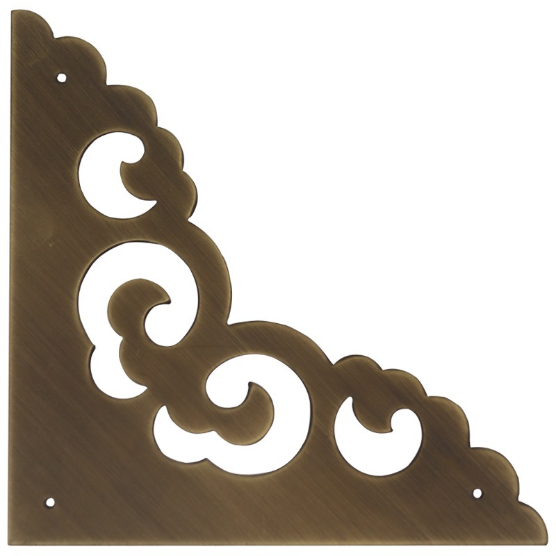 中式家具柜门纯铜包角首饰盒仿古樟木箱装饰五金角码护角黄铜角花