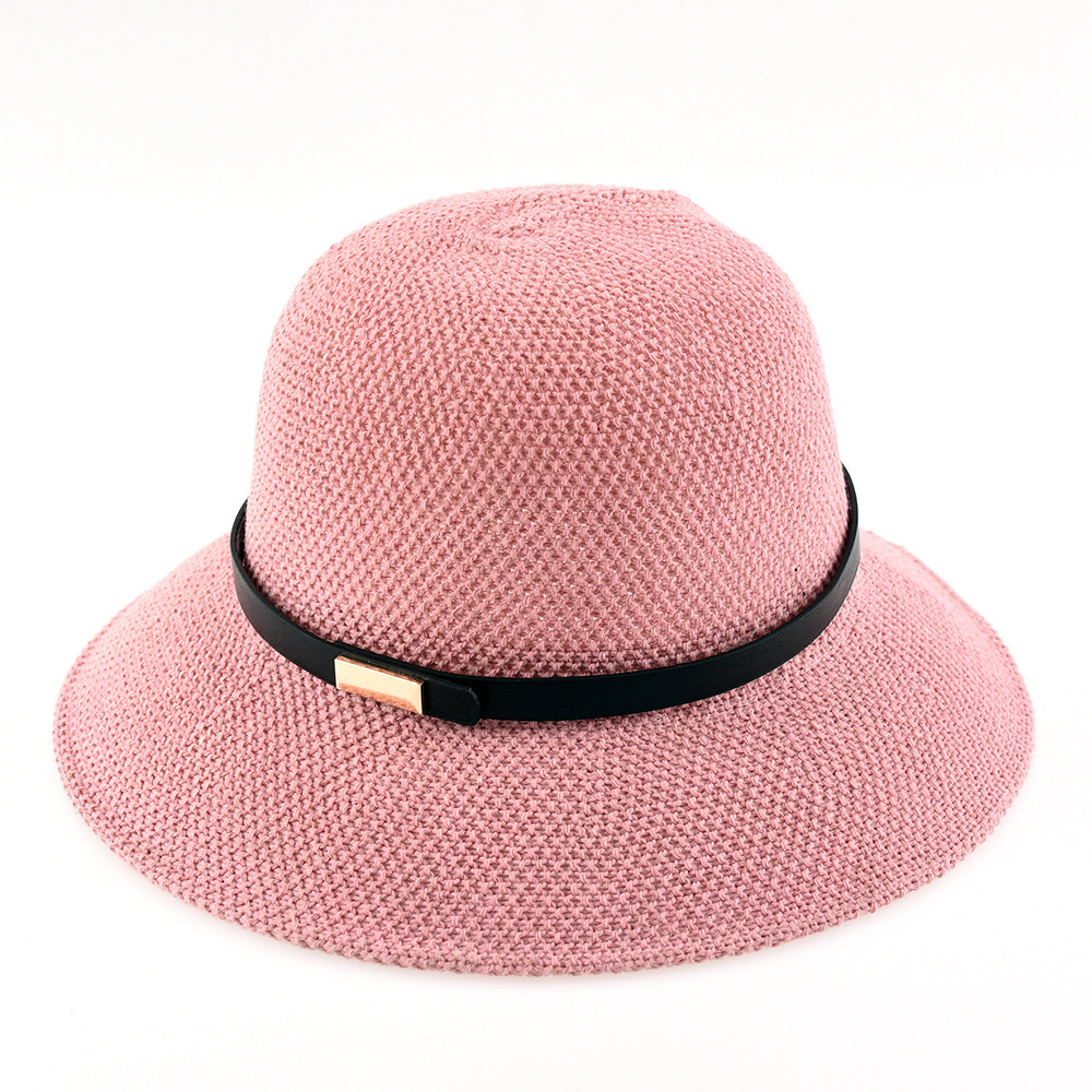 Summer New Korean Fisherman Hat Women's Fashion Sun-Proof Sun-Proof Basin Hat Outdoor Top Hat Cotton and Linen Knitted Sun Hat