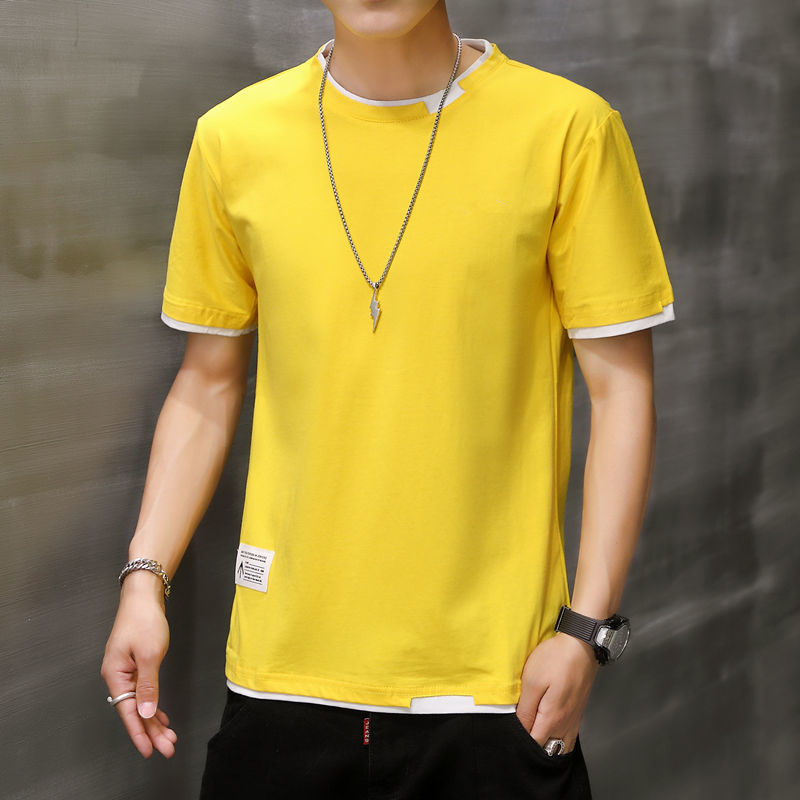 Summer 2022 Men's Short-Sleeved T-shirt New round Neck Korean Style Casual Bottoming Shirt Trendy Youth Loose Top Wear