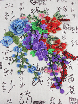 批发刺绣补丁布贴图案花朵修补大号贴花破洞旗袍装饰衣服牛仔裤绣