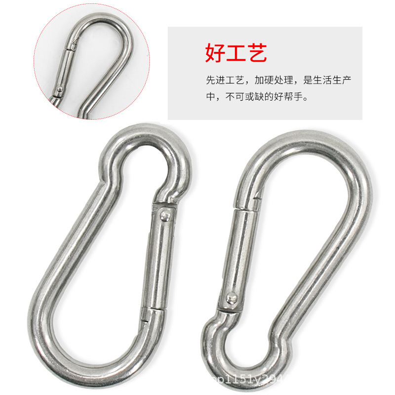 Wholesale Supply Safety Catch Spring Hook Climbing Button Carabiner Gourd Runway Rigging Safety Buckle Stainless Steel Safety Hoy