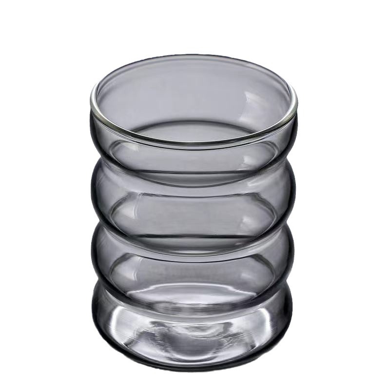 Good-looking Hand-Blown Corrugated Colored Glass Cup Coffee Milk Cup Cute Spiral Caterpillar Cup Circle Cup