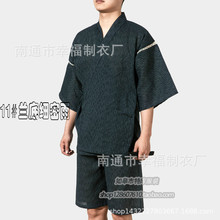 日本春夏季男士睡衣汗蒸服短袖套装日系甚平浴衣和服