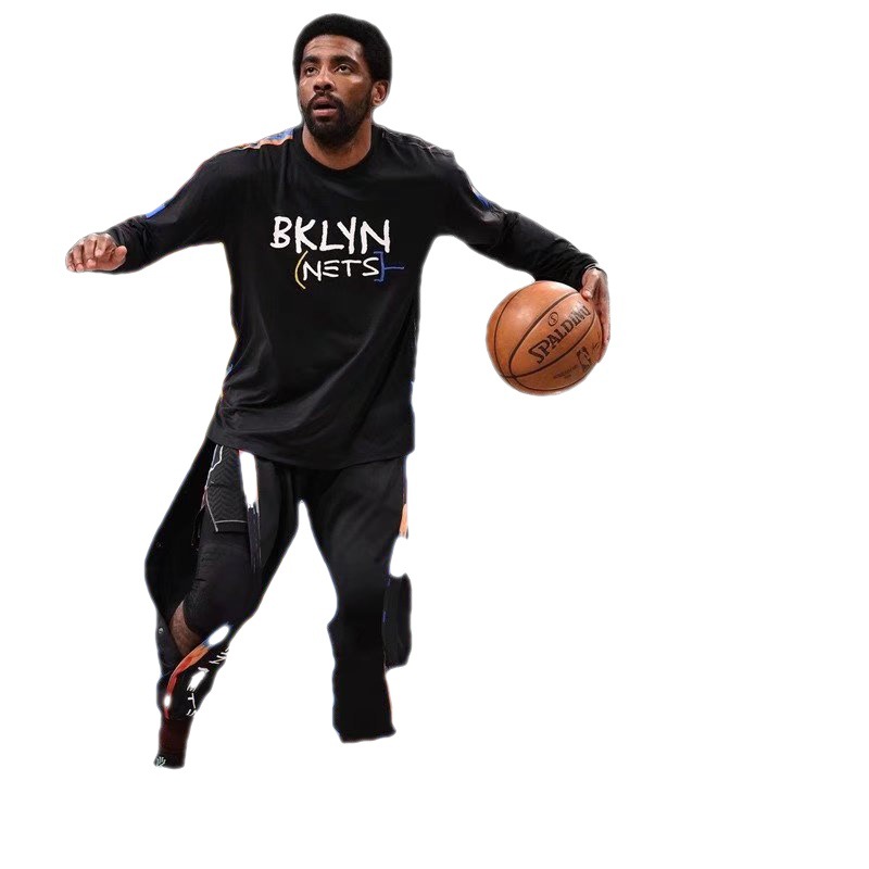 篮网队出场排扣裤美式篮球束脚长裤速干秒脱全开扣运动裤套装