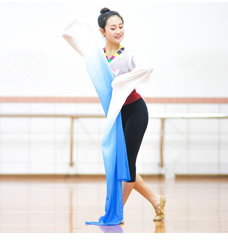 藏族儿童练习水袖上衣女成人舞蹈练功服甩袖古典舞惊鸿戏曲表演服