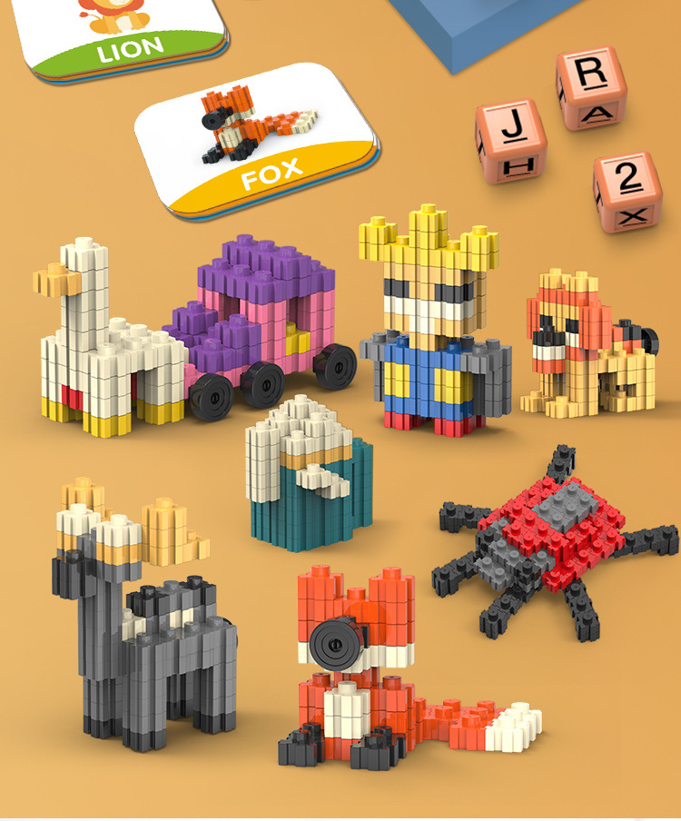 儿童积木卡片玩具 大颗粒创意拼图玩具 新款启蒙学习趣味拼图