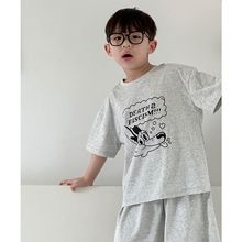 23夏季新款韩国童装男童中小童棉质凉爽睡衣卡通印花家居服套装