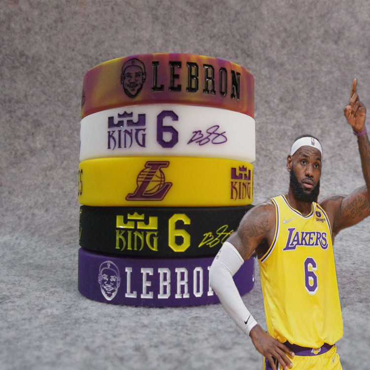 篮球星湖人6号詹姆斯头像加宽励志运动手环硅胶夜光腕带球迷饰品
