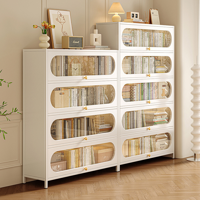 Steel Bookcase with Cabinet Door Dust-Proof Cabinet Locker Children's Home Display Cabinet Wall-Mounted Storage Cabinet Floor Bookshelf