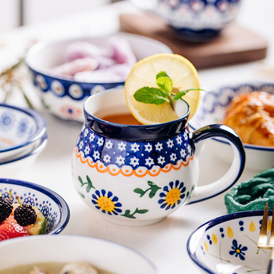 tableware factory custom polish ceramic tableware set ethnic style foreign trade porcelain export hand painted tableware plate soup bowl